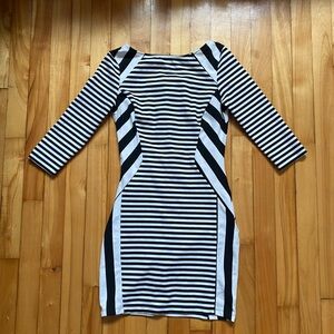 Dynamite Black and White Striped Long Sleeve Dress